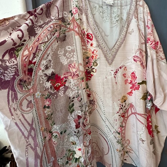 Camilla Franks O/S Crystal Embellished Silk Kaftan Beaded Dress PinksNEW—SOLD - Picture 3 of 16